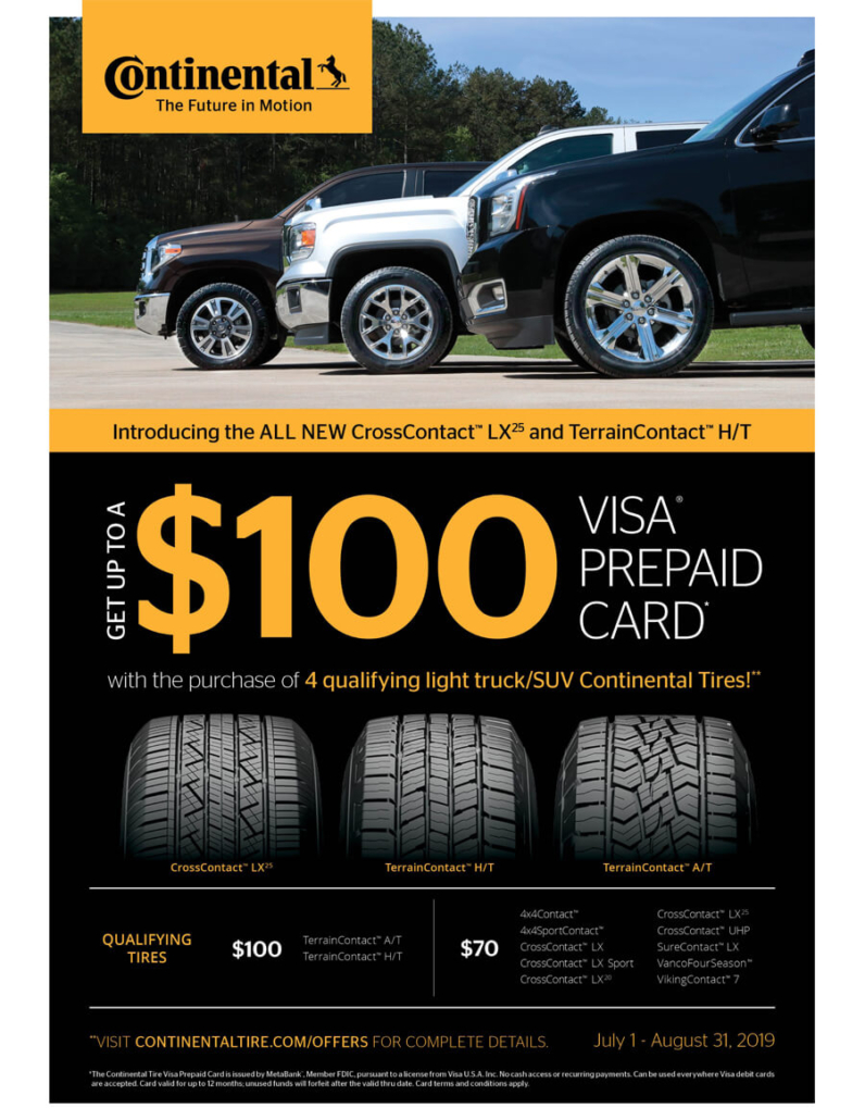 Light Truck / SUV Continental Tires Rebate Special at Kubly's Automotive